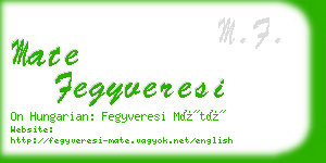 mate fegyveresi business card